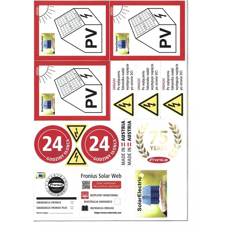 NAKLEJKI Fronius instalacja PV